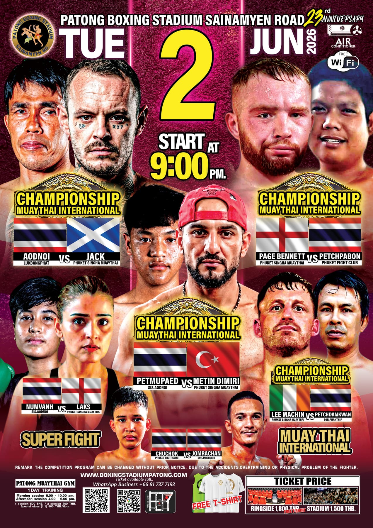 PATONG BOXING STADIUM SAINAMYEN ROAD 23rd ANNIVERSARY 2 JUNE 2026