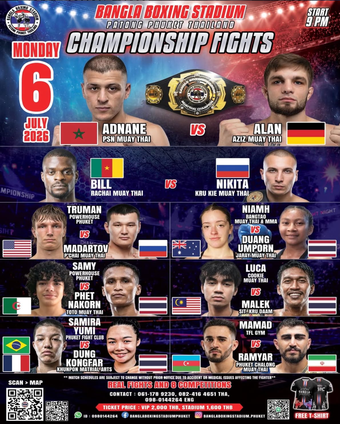 BANGLA BOXING STADIUM CHAMPIONSHIP FIGHTS 6 JULY 2026