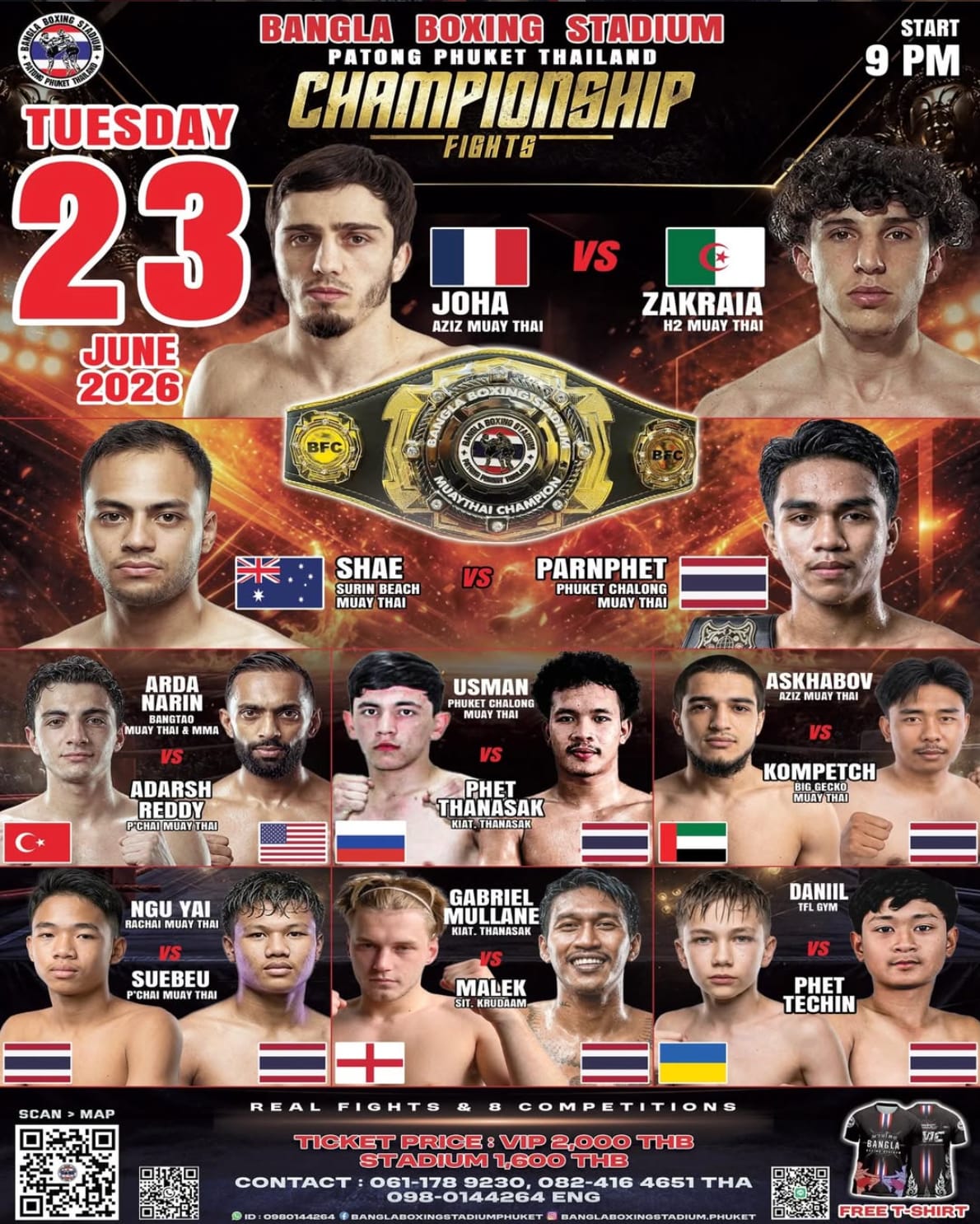 BANGLA BOXING STADIUM CHAMPIONSHIP FIGHTS 23 JUNE 2026