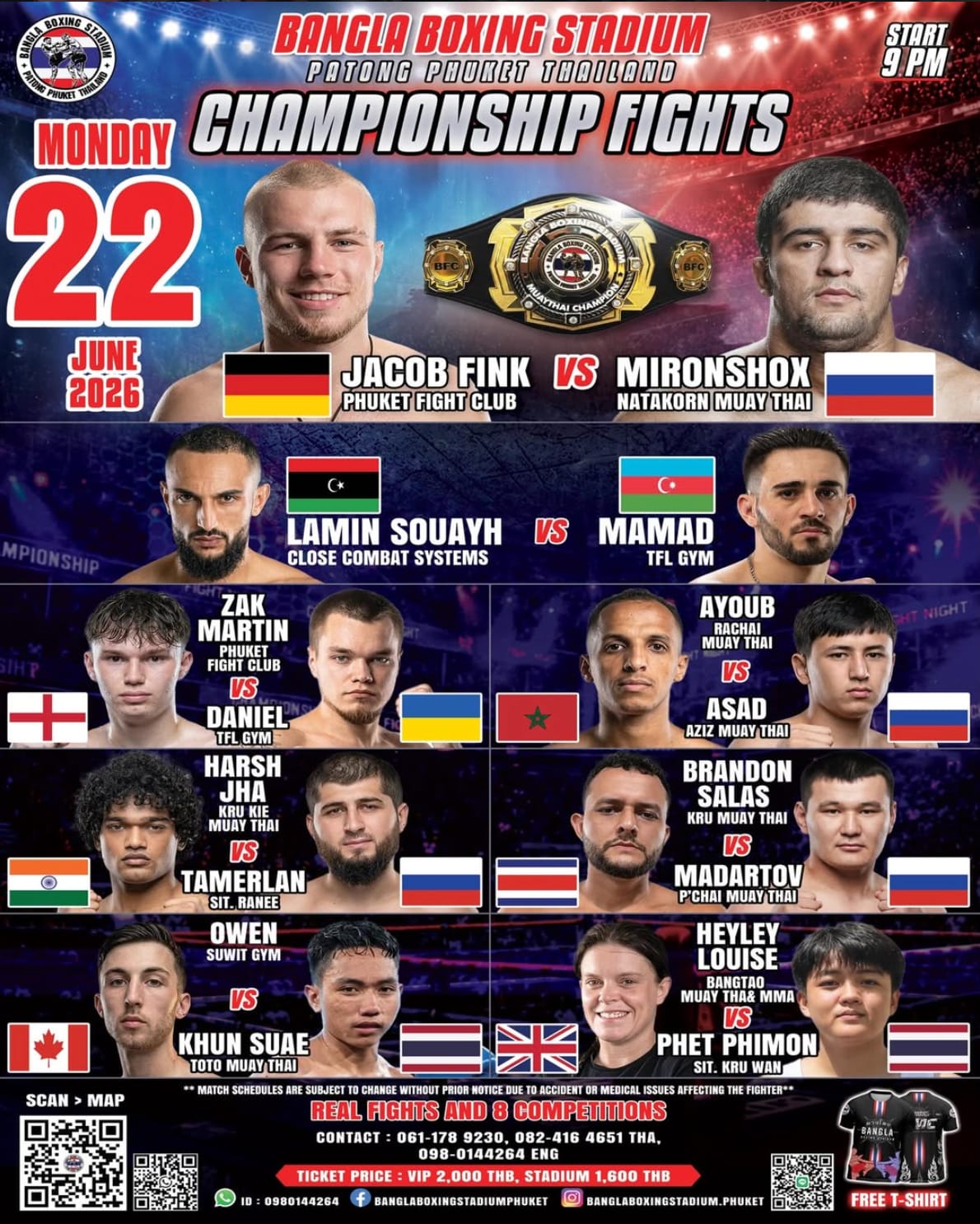 BANGLA BOXING STADIUM CHAMPIONSHIP FIGHTS 22 JUNE 2026