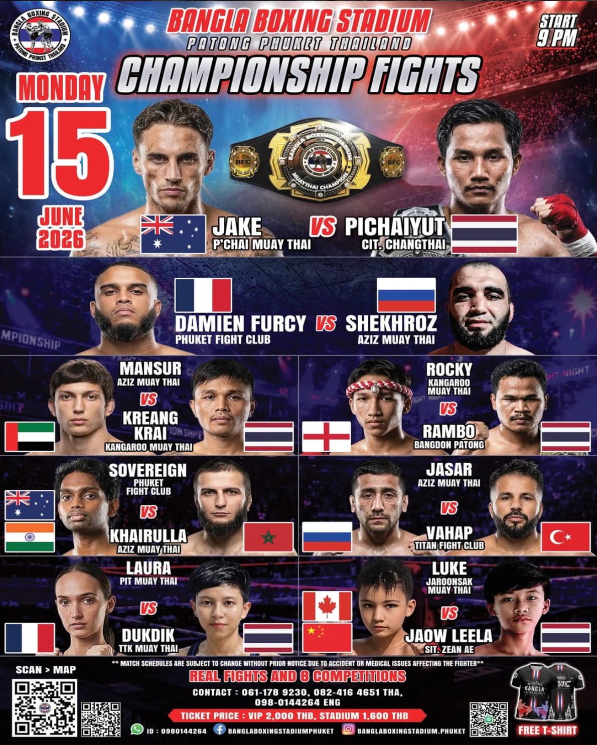 BANGLA BOXING STADIUM CHAMPIONSHIP FIGHTS 15 JUNE 2026