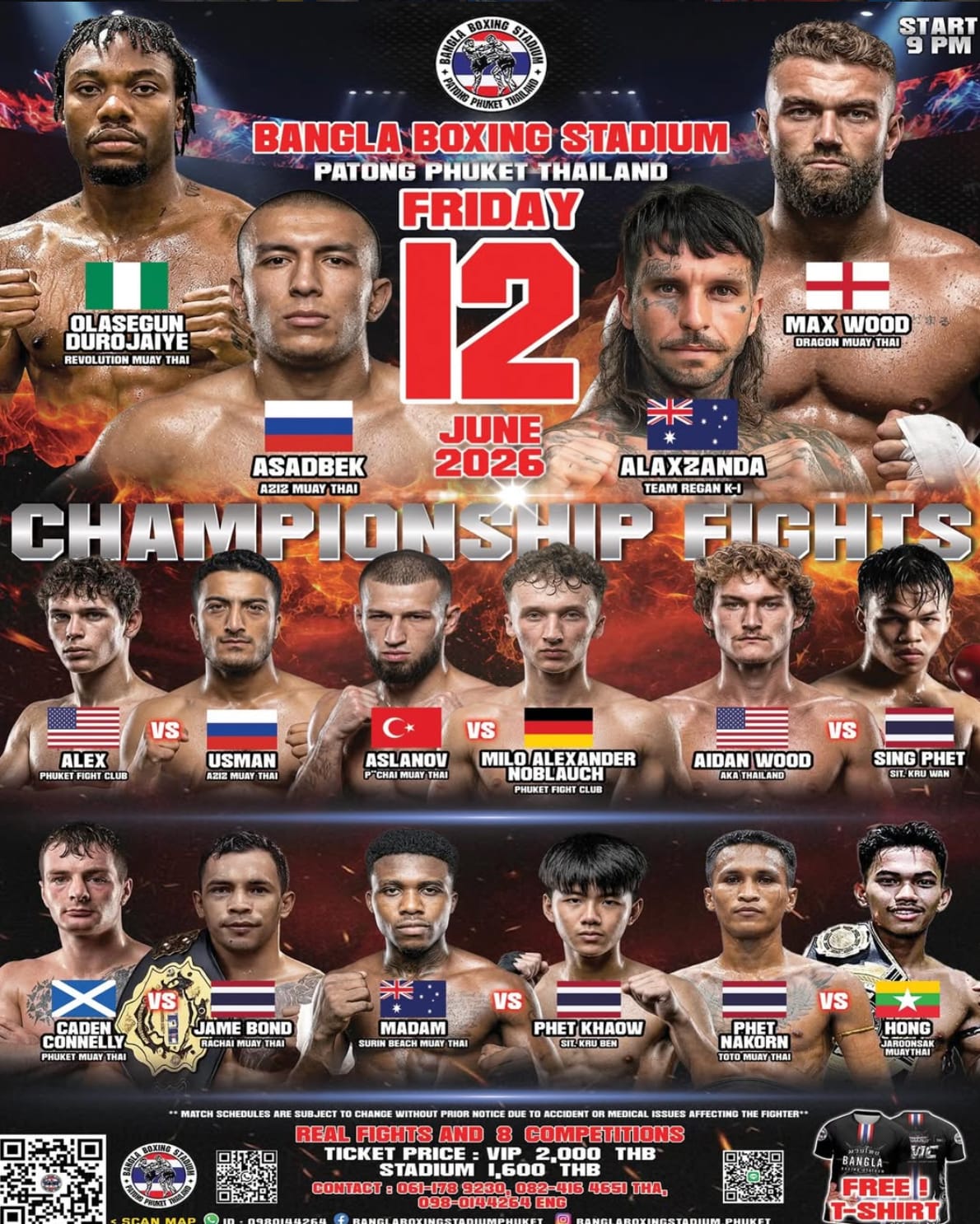 BANGLA BOXING STADIUM CHAMPIONSHIP FIGHTS 12 JUNE 2026