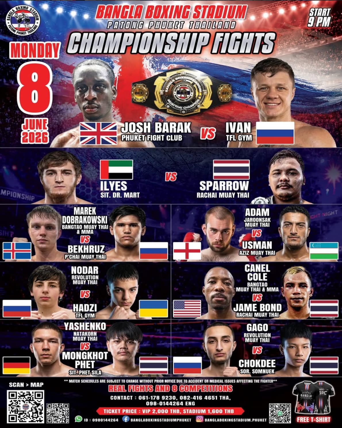 BANGLA BOXING STADIUM CHAMPIONSHIP FIGHTS 8 JUNE 2026