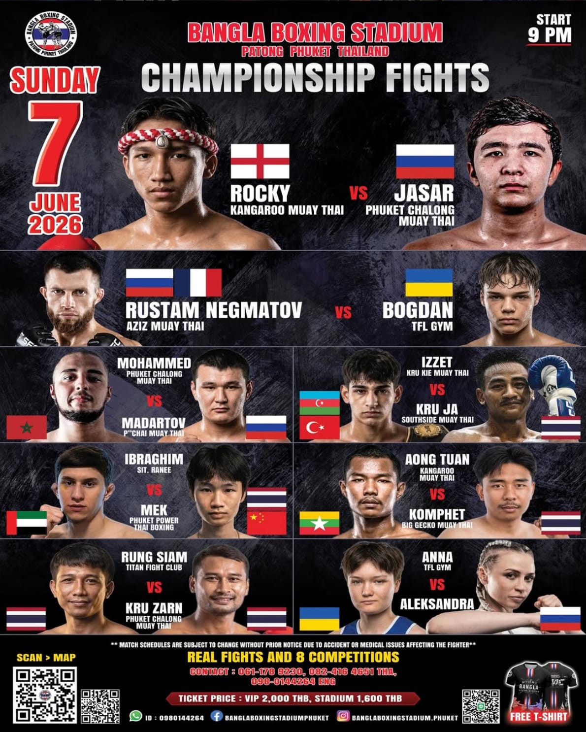 BANGLA BOXING STADIUM CHAMPIONSHIP FIGHTS 7 JUNE 2026