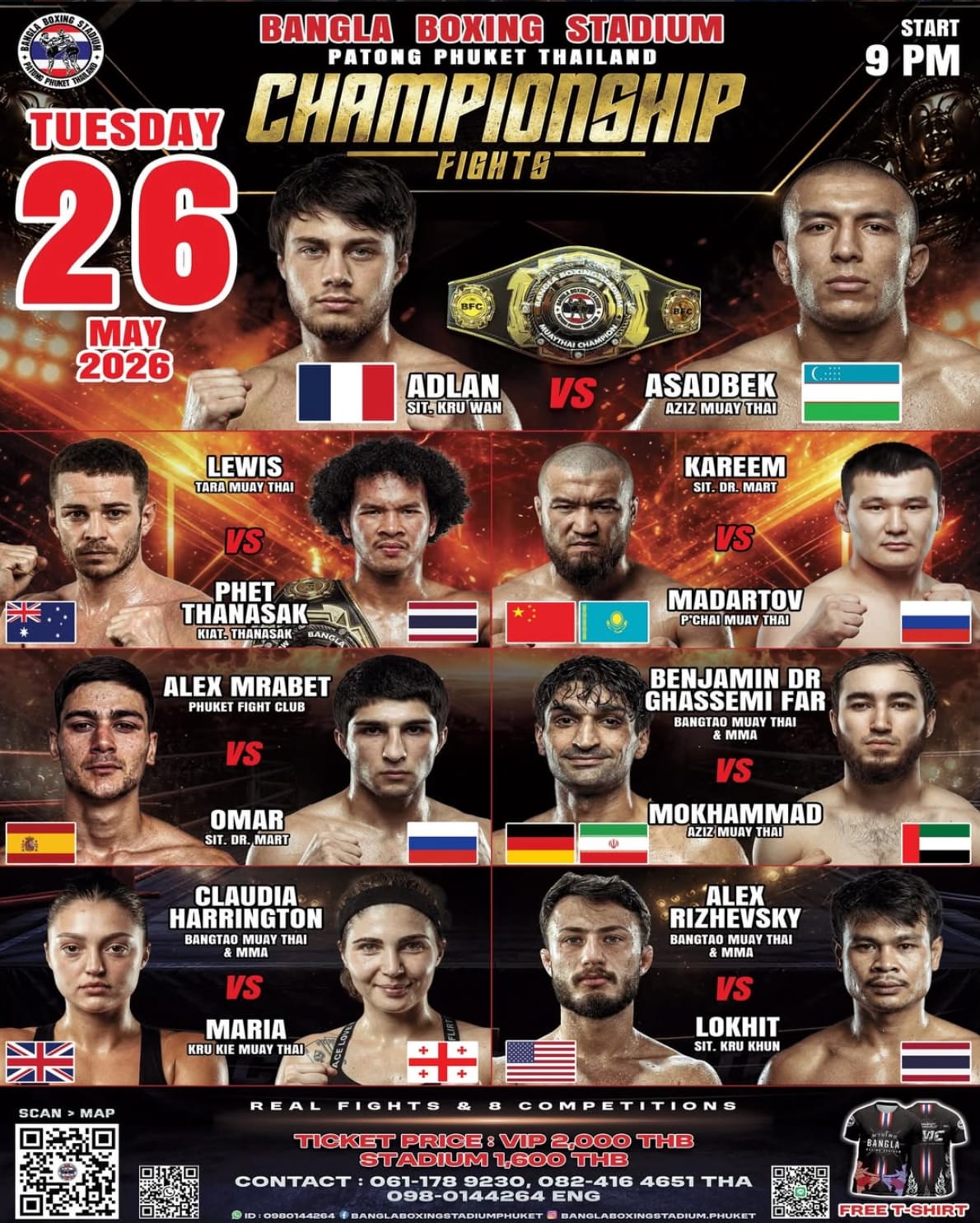 BANGLA BOXING STADIUM CHAMPIONSHIP FIGHTS 26 MAY 2026