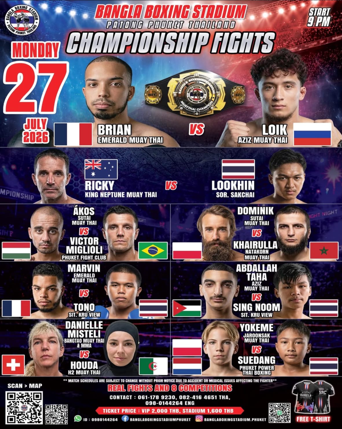 BANGLA BOXING STADIUM CHAMPIONSHIP FIGHTS 27 JULY 2026