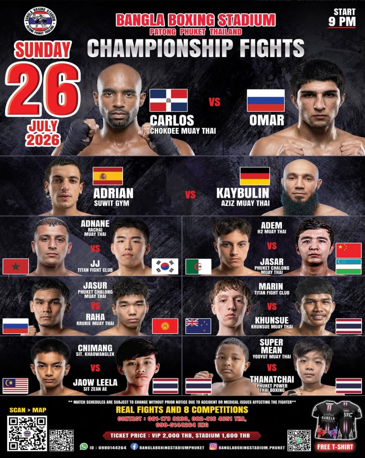BANGLA BOXING STADIUM CHAMPIONSHIP FIGHTS 26 JULY 2026