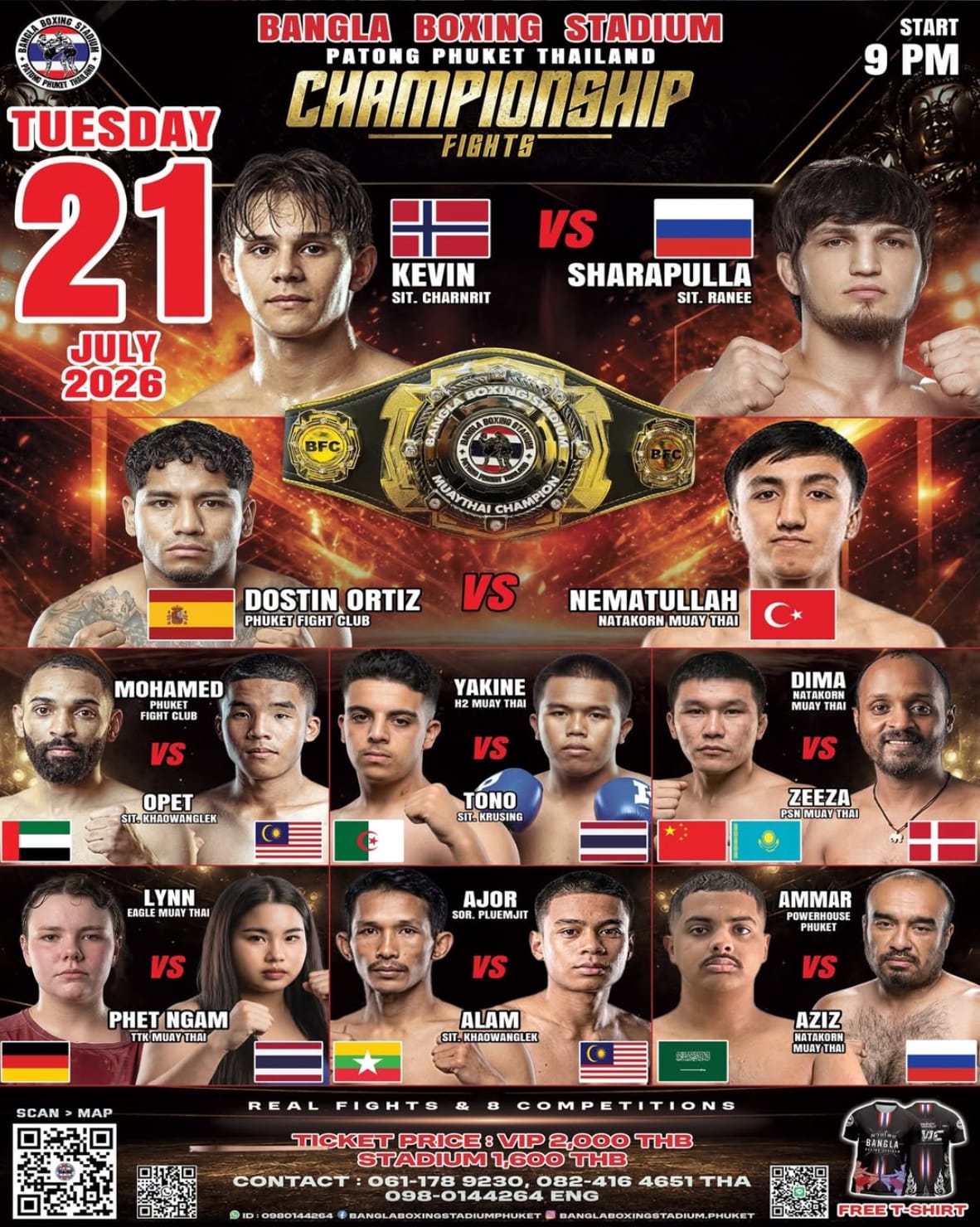 BANGLA BOXING STADIUM CHAMPIONSHIP FIGHTS 21 JULY 2026
