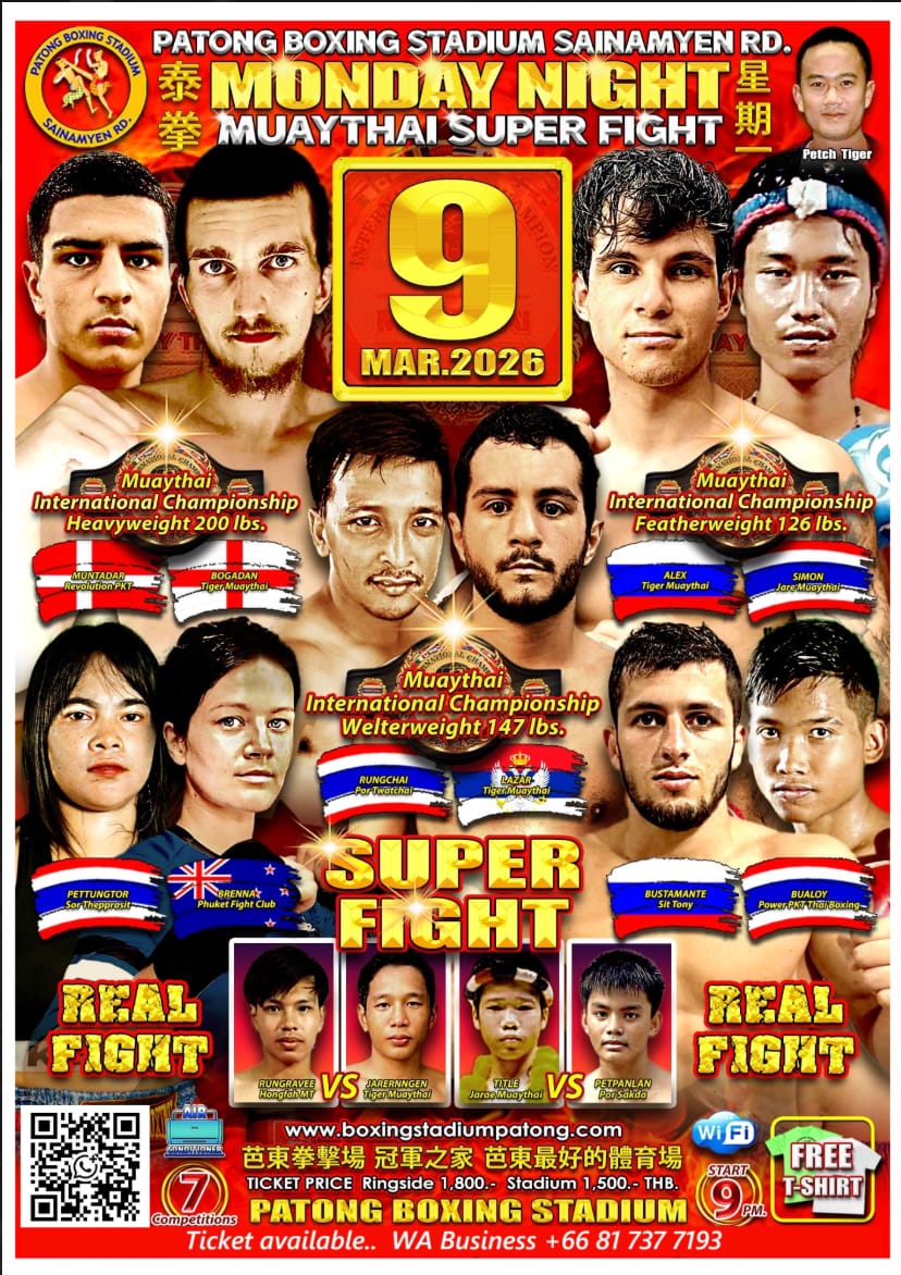 MONDAY NIGHT MUAYTHAI SUPER FIGHT 9 MARCH 2026