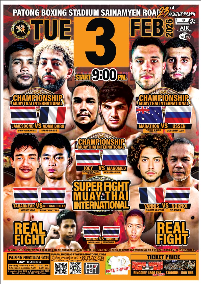 PATONG BOXING STADIUM SAINAMYEN ROAD 23rd ANNIVERSARY 3 FEBRUARY 2026