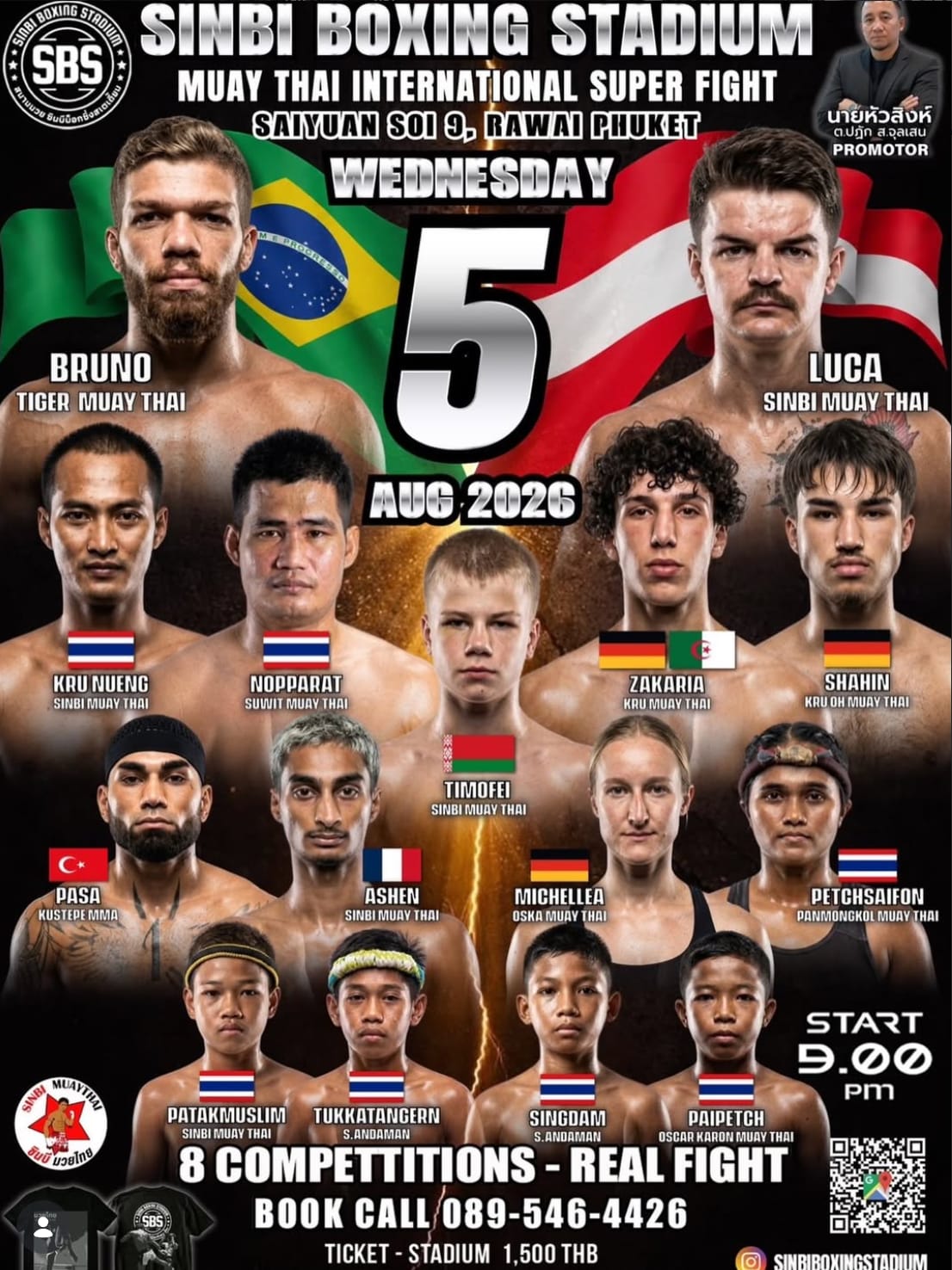 SINBI BOXING STADIUM MUAY THAI INTERNATIONAL SUPER FIGHT 5 AUGUST 2026 banner