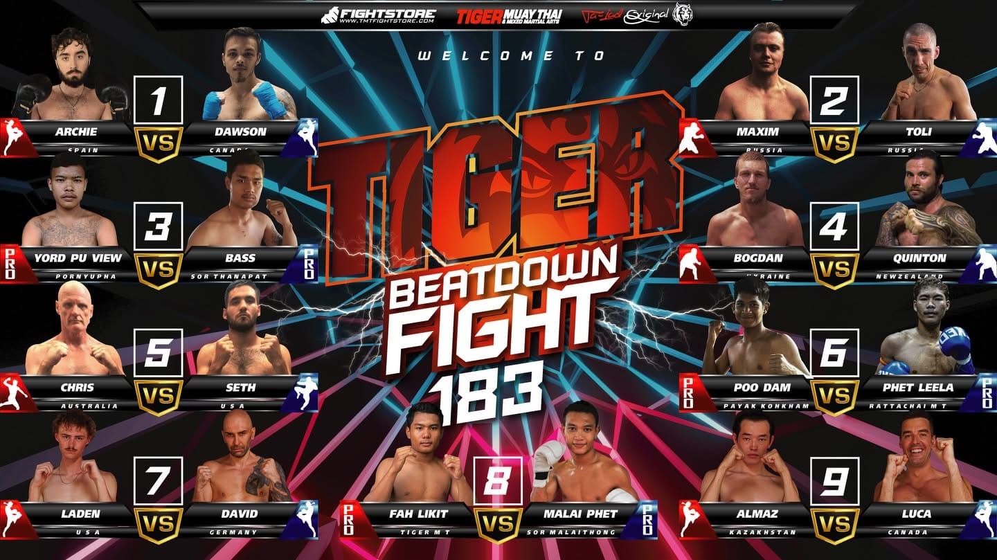 TIGER MUAY THAI BEATDOWN FIGHT 183 28 FEBRUARY 2026